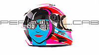 Шлем-интеграл (mod:B-500) (size:XL, бело-розово-голубой) BEON