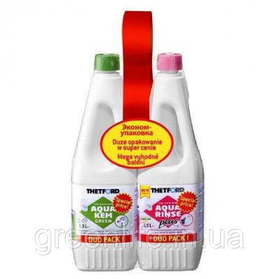 Рідина для біотуалетів Thetford Duopack, Aqua Kem Green + Aqua Rinse Plus, 2x1,5 л