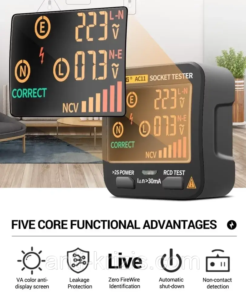 Тестер розеток ANENG AC11, фото 1