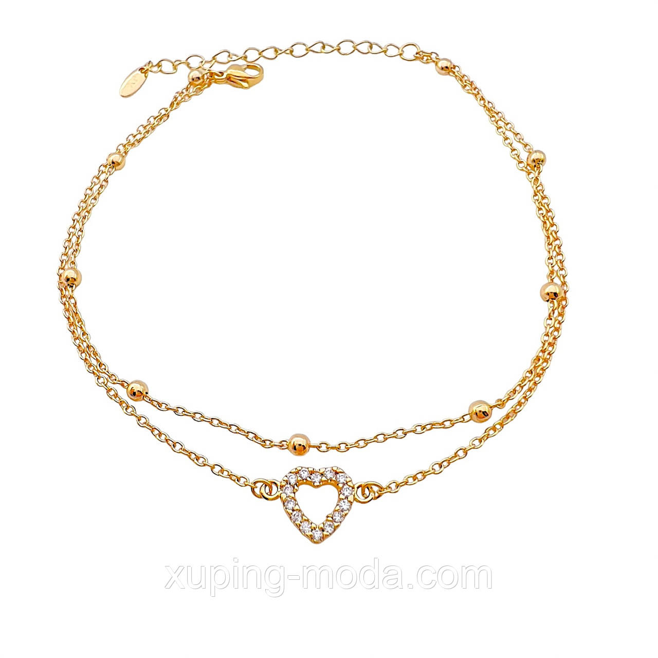 23+5 см х 9 мм( сердечко). Браслет на ніжку xuping. 18k, фото 1