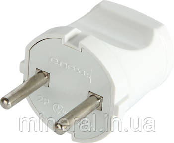 Вилка побутова e.plug.001.10,  без з/к,10А біла, фото 1