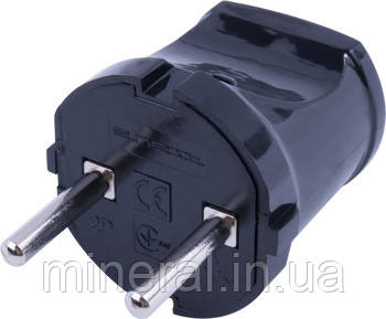 Вилка побутова e.plug.002.10, без з/к,10А, чорна, фото 1