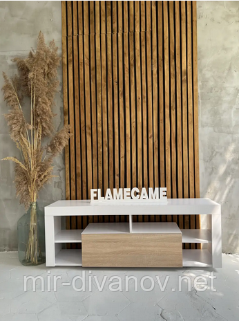 Комод TV Flamecam 140 Білий + Сонома, фото 1