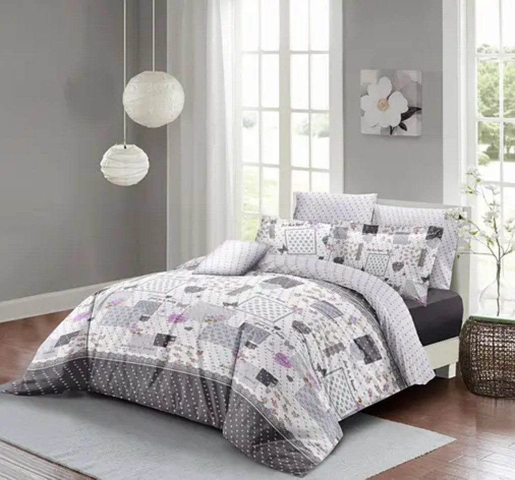 Постільний комплект двоспальний 180х220 Ранфорс бавовна (20971) Молодіжна постільна білизна двоколірна, фото 1