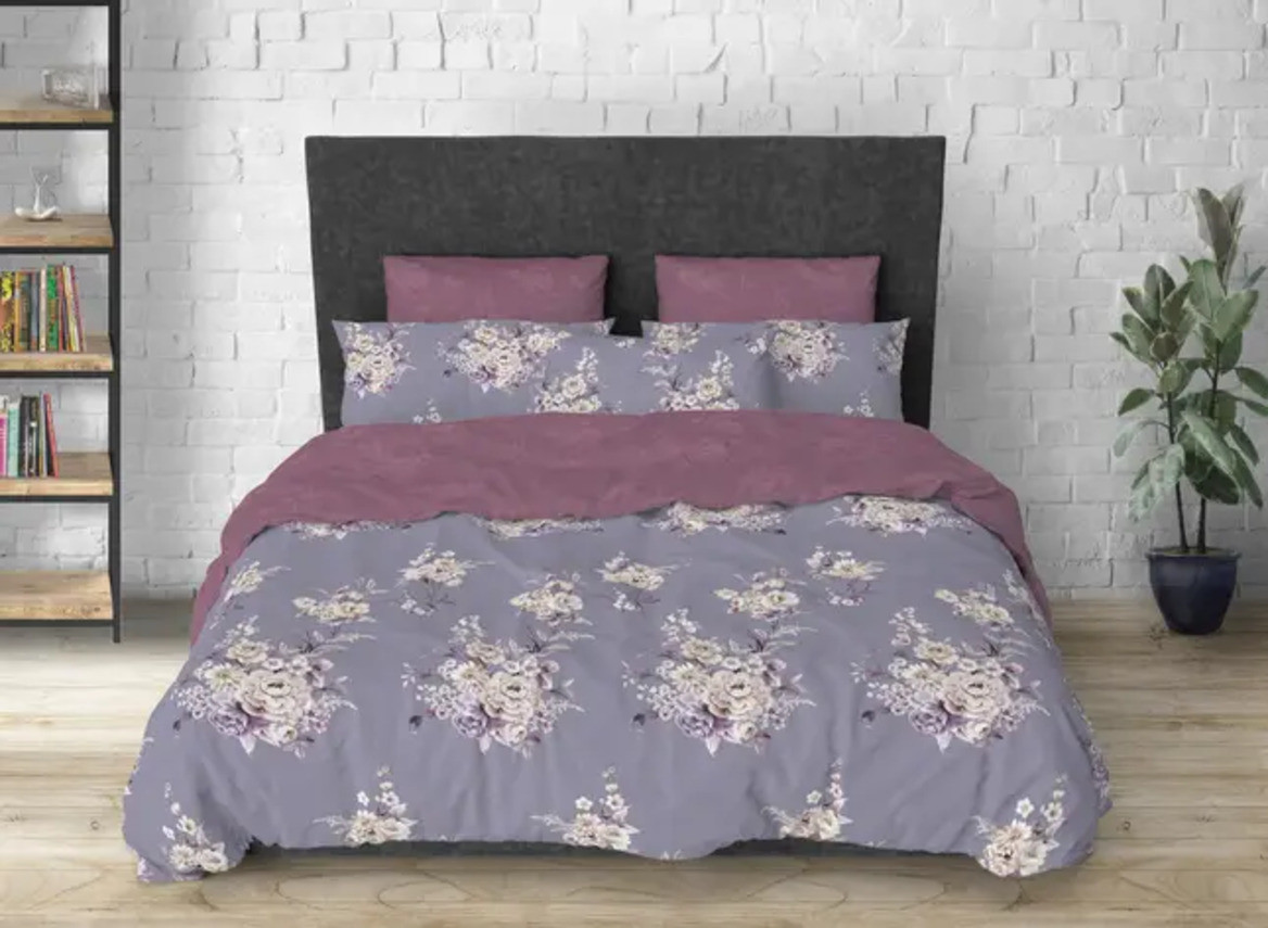 Євро комплект постільної білизни Ранфорс бавовна 200х220 (20981) Двоколірна постільна білизна, фото 1