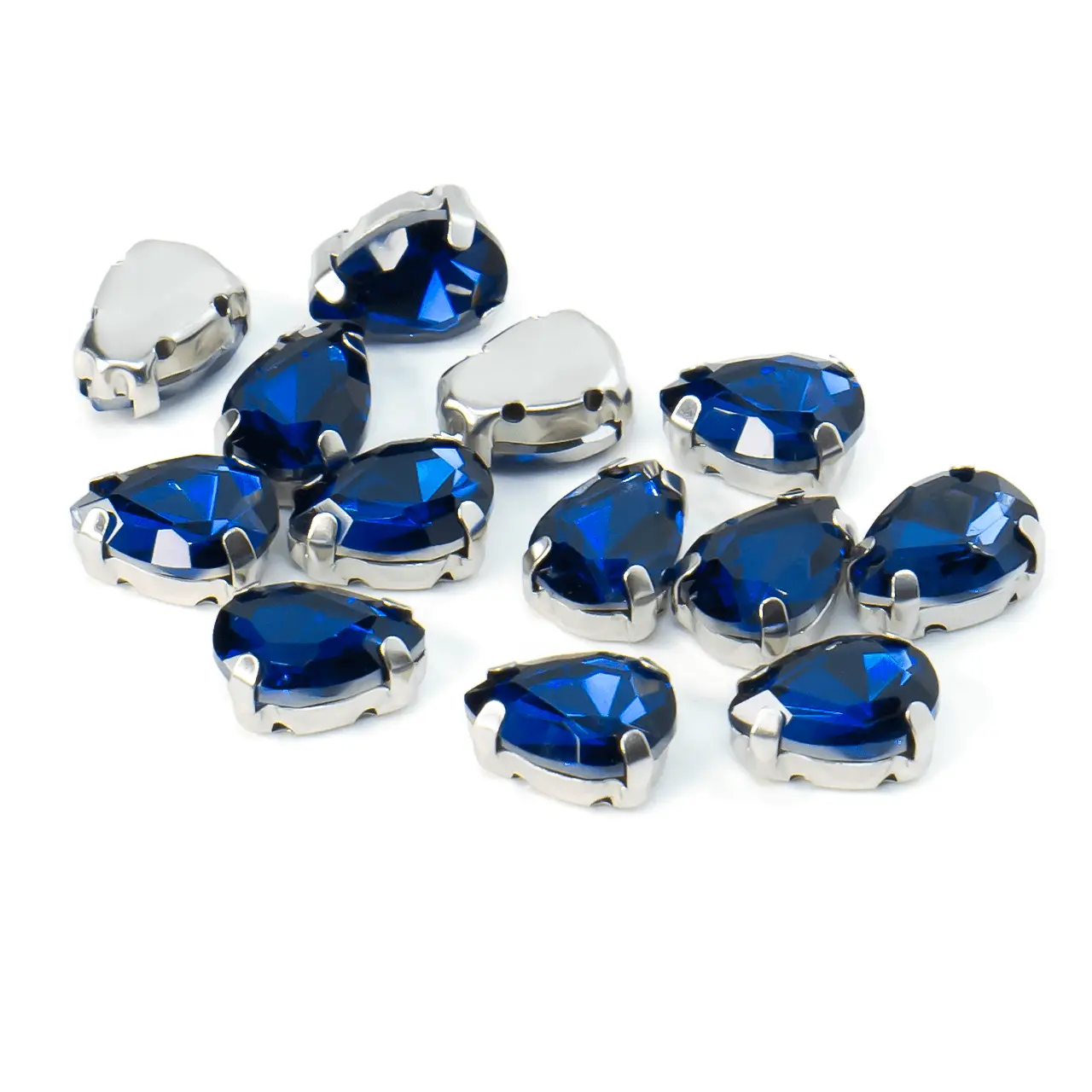 Стрази гротельні блискучі Крапля в ланцюгах сині 6х10 мм (за 1 шт.), фото 1