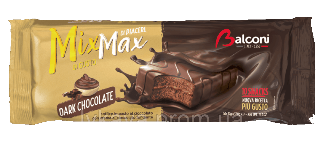 Шоколадний бісквіт з чорним шоколадом  Mix Max Dark Chocolate  Balconi , 350 гр