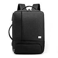 Сумка рюкзак трансформер для ноутбука 15,6" противоударный с USB и кодовым замком Черный ( код: IBN035B )