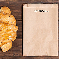 Бумажный бурый крафт-пакет Саше для фастфуда, Шаурмы, Выпечки, пирожков (10*28*4см) коричневый, 1000шт/ящ