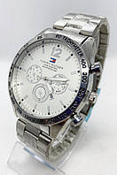 Часы наручные мужские Тоmmy Нilfigеr (Томми Хилфигер) Серебристые с белым циферблатом ( код: IBW792SO )
