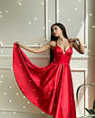 Вечірня червона атласна сукня з пишною спідницею міді, фото 6