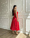 Вечірня червона атласна сукня з пишною спідницею міді, фото 4