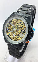 Часы мужские механические Skmei 9230 (Скмеи) Черные с золотом ( код: IBW769BYO )