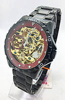 Часы мужские механические Skmei 9230 (Скмеи) Черные с золотом ( код: IBW769BYR )
