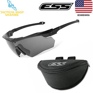 Баллистические очки ESS CROSSBOW SUPPRESSOR BLACK  W/SMOKE GRAY ONE KIT + SEMI-RIGGED CASE
