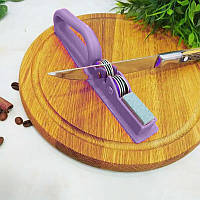 Точилка для кухонних ножів ручна механічна пластикова з точильним каменем Бузковий