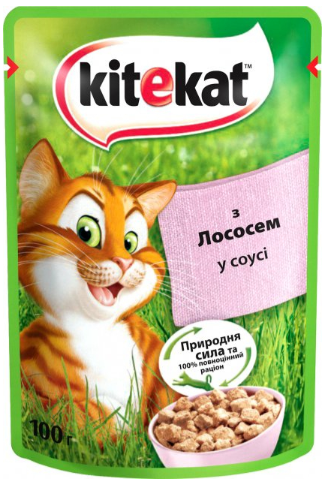 Kitekat Лосось в соусі, пауч 85г, фото 1