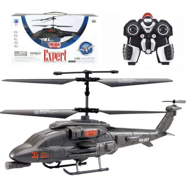 Іграшка військовий вертоліт на радіокеруванні дитячий з підсвічуванням 30 см Чорний (60072)