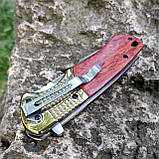 Нож складний інерційний фліппер Buck, 22см, дерево,, фото 3