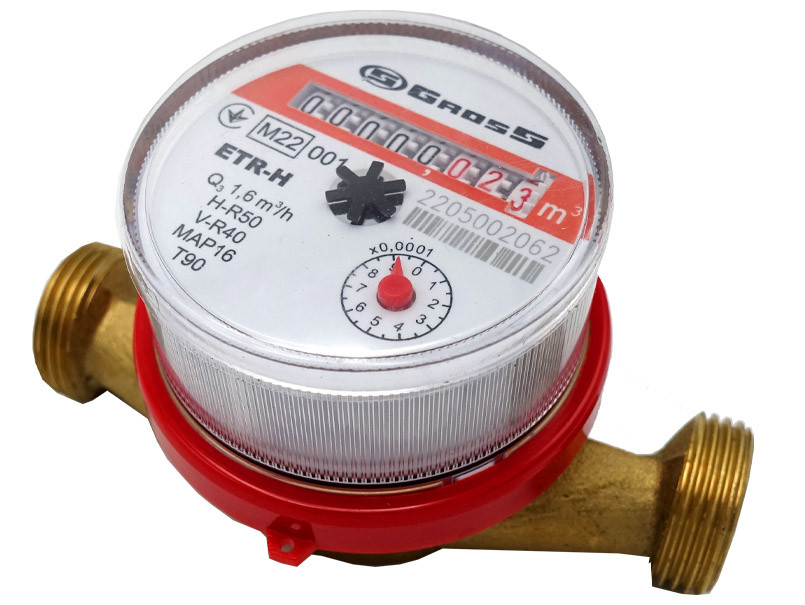 Счетчик Gross ETR-C(H) 1/2" 110 мм горячей воды R 50H/40V без штуцера 1/20 Technohub - Гарант Качества - фото 1 - id-p1863707800