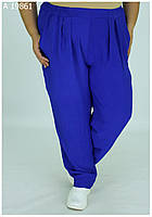 Сині літні жіночі штани батал з 66 по 76 розмір