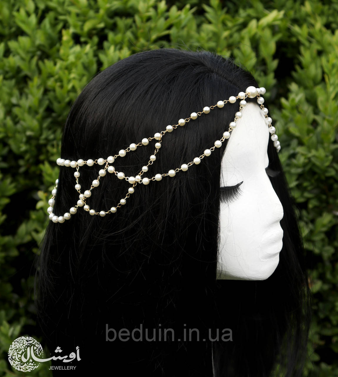 Перлова діадема Тіара на волосся, тіка голову золотиста — для фотосесії Aushal Jewellery