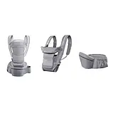 Слінг переноска кенгуру для дітей Malatec сірий 25 кг Польща, фото 4