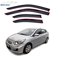 Дефлекторы окон (Ветровики) Hyundai Accent хетчбек 2010-2017, Solaris (скотч) ANV