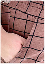 Кремові в клітинку жіночі літні штани з французького трикотажу батал з 66 по 76 розмір, фото 3