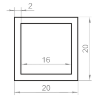 Труба алюминиевая квадратная 20x20x2 анодированная