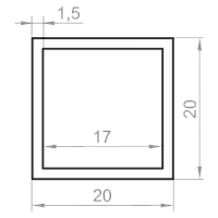 Труба алюминиевая квадратная 20x20x1,5 анодированная