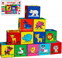 Набор мягких кубиков с животными для детей МС 090601-13