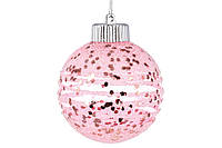 Ялинкова куля з покриттям лід, 8см, колір - рожевий RM4-849 ЗАЛИШОК
