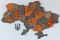 Деревянная Многослойная карта Украины "Вулканічний пил" 100×65 см 47, 70 "Ts"