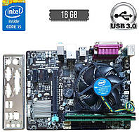 Комплект: Материнская плата Gigabyte GA-H81M-DS2 / Intel Core i5-4590S (4 ядра по 3.0 - 3.7 GHz) / 16 GB DDR3