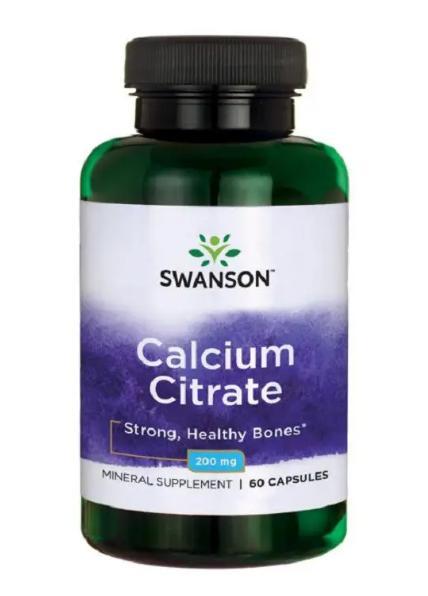 Кальцій у капсулах Swanson Calcium Citrate 200 мг 60 капсул EXP 1/25 року включно
