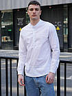 Чоловіча класична сорочка біла комір-стійка бавовняна однотонна, фото 4