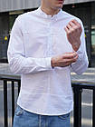 Чоловіча класична сорочка біла комір-стійка бавовняна однотонна, фото 2