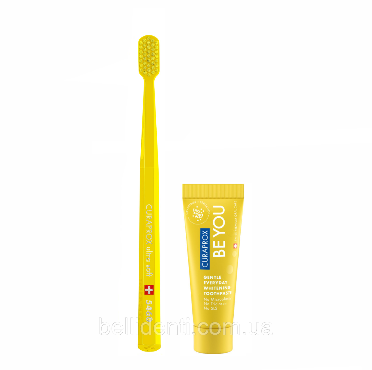 Набір Curaprox BE YOU Yellow (грейпфрукт+бергамот) зубна паста 10 мл + щітка Ultra Soft