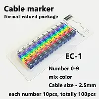 Маркер EC-1 для монтажных проводов 2,5MM (набор 100 шт.)