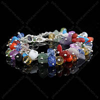 Браслет із натуральних каменів Самоцвіти на регульованому ланцюжку під срібло