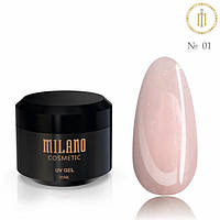 Гель №01 із шиммером Shimmer Builder Gel Milano, 30 мл