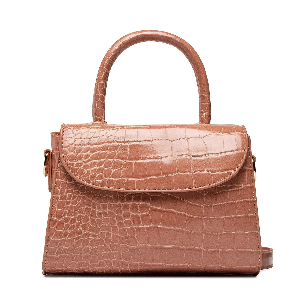 Жіноча класична сумка на ремінці крос-боді через плече крокодил рептилія змія рожева