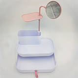 Настільний бокс для зберігання косметики з висувними ящиками і дзеркалом органайзер IQ-25, фото 3