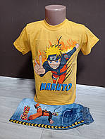 Літній костюм для хлопчика  Наруто Туреччина футболка та шорти бавовна на 1-6 років жовтий