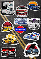 Наклейки авто Стикеры А5 самоклеющаяся бумага "Ниссан Скайлайн/ Гтр / 350z Nissan GTR" стикеры набор