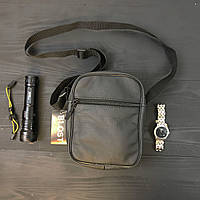 Набір 2 В 1! Сумка + Ліхтар! Якісна чоловіча сумка з натуральної шкіри + Тактичний ліхтар QD-432 POLICE BL-X71-P50