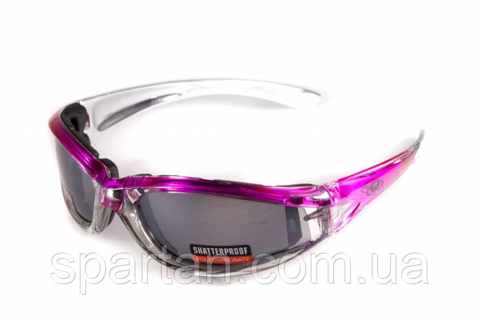 Окуляри захисні з ущільнювачем Global Vision FlashPoint Pink (silver mirror) дзеркальні чорні