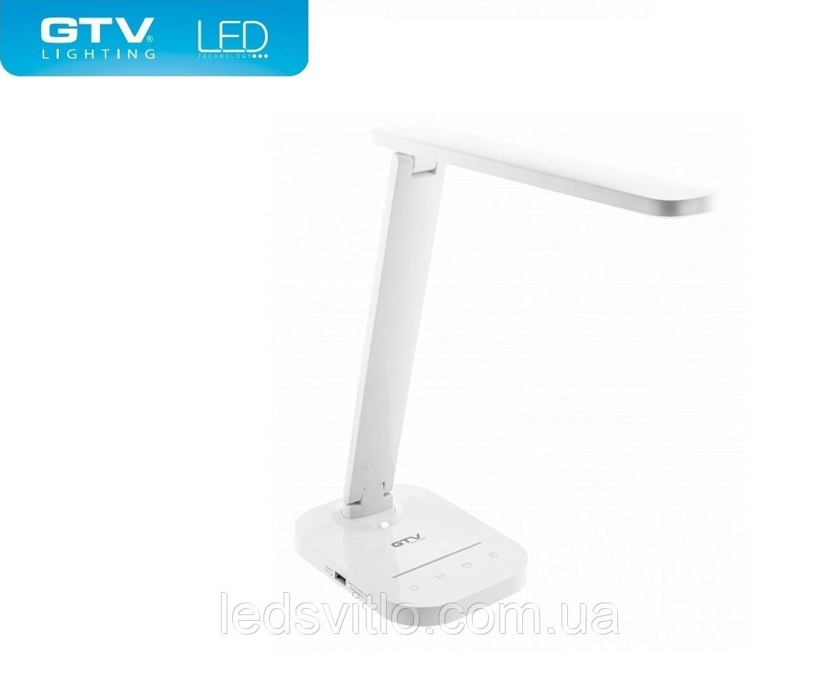 Настільна світлодіодна лампа GTV GALE LED 8W 550Lm, Біла з нічником