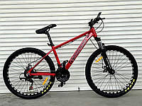 Велосипед алюминиевый горный TopRider-670 26" , Красный + подарок крылья или насос